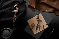 Llavero de pájaro Kaj Bojesen, Roble, cuero natural