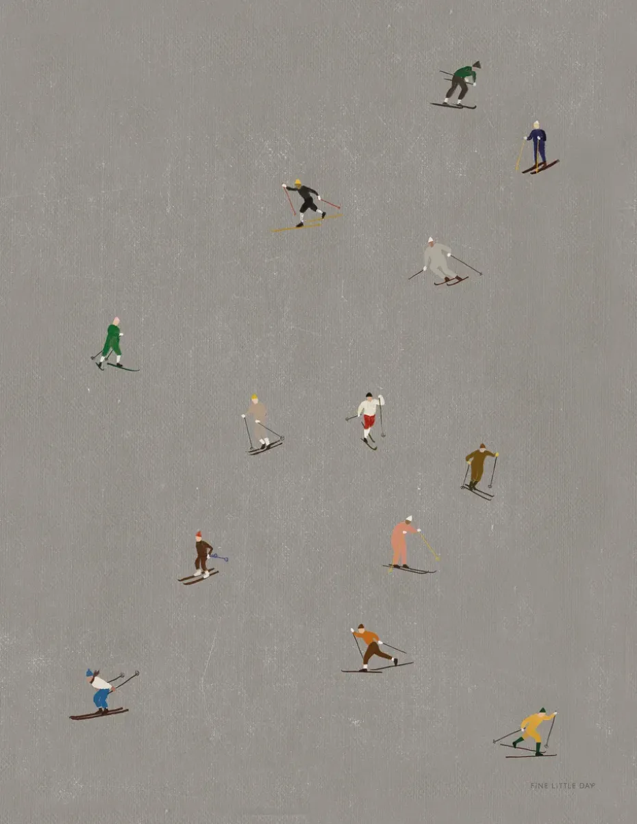 Lámina Skiers 40x50 cm, gris