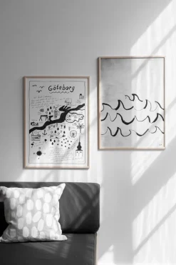 Lámina Wave 50x70 cm, negro-blanco