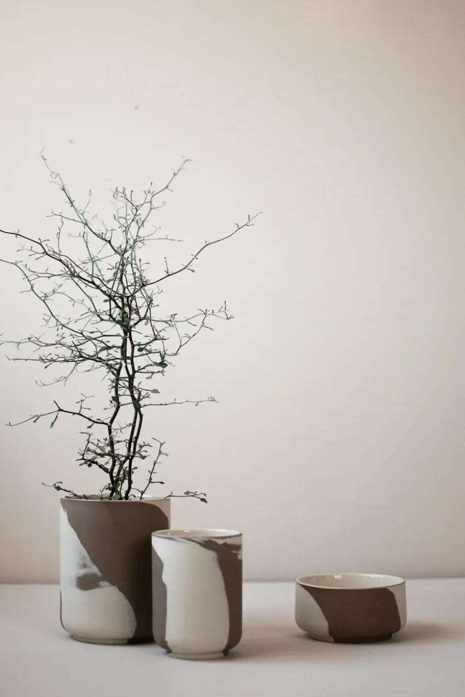 Maceta Calm S, Marrón-Beige