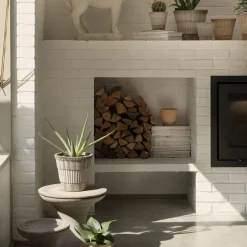 Maceta con plato Atlas raw, Grey, Ø25 cm