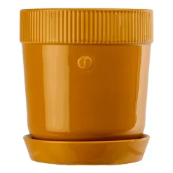 Maceta con plato Elise Ø14 cm, Amarillo