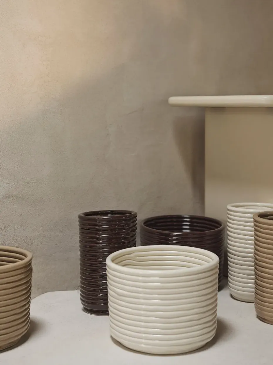 Maceta Corduroy Ø20x15 cm, Off white