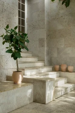 Maceta Delphi con plato, 2 piezas, Rosa, Ø26 cm