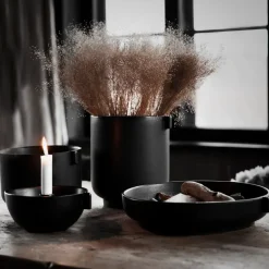 Maceta Ernst con asas negras, h15 cm Ø19 cm