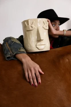 Maceta Facy L 24x19x22 cm, Beige