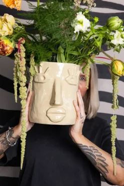 Maceta Facy L 24x19x22 cm, Beige