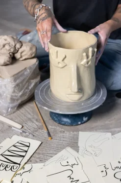 Maceta Facy L 24x19x22 cm, Beige