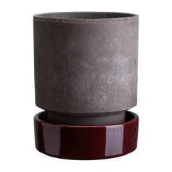 Maceta Hoff, Ø14 cm, Raw Grey-Deep Burgundy