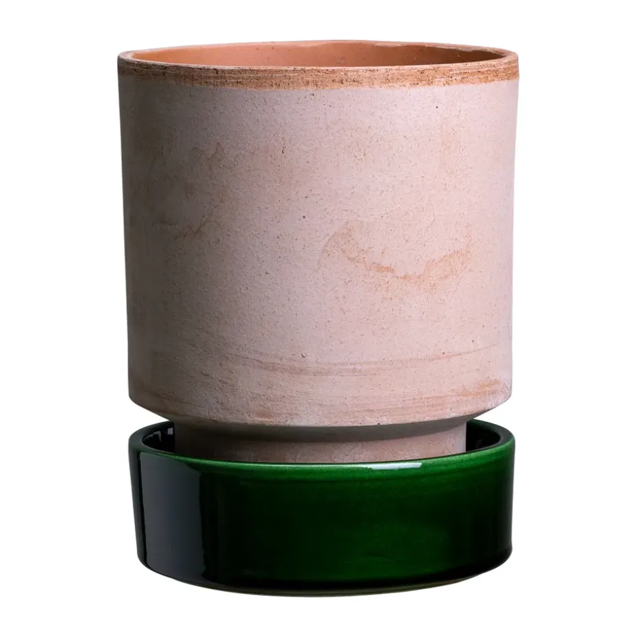 Maceta Hoff, Ø16 cm, Raw Rosa-Emerald Green