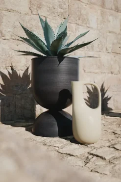 Maceta Hourglass mediana Ø40 cm, negro-gris oscuro