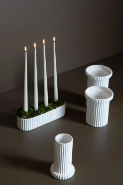 Maceta Stripe grande h22 cm Ø12 cm, Shiny white