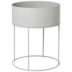 Macetero Plant Box Ferm Living redondo, gris claro