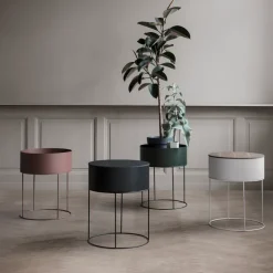 Macetero Plant Box Ferm Living redondo, negro