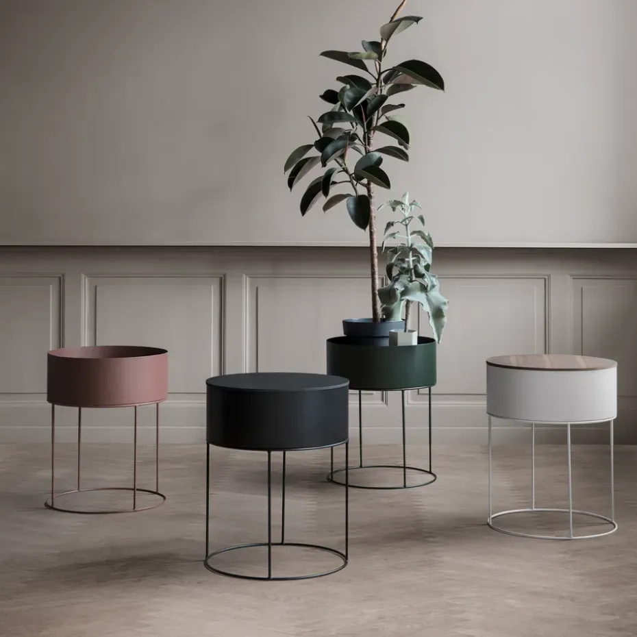 Macetero Plant Box Ferm Living redondo, negro