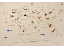 Mapa de tela The world, Offwhite