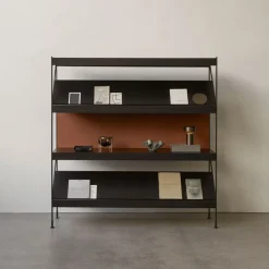 Módulo de estantería Zet, Natural oak, 1x2, black steel base