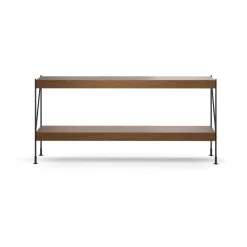 Módulo de estantería Zet, Oak dark stained, 1x2, black steel base