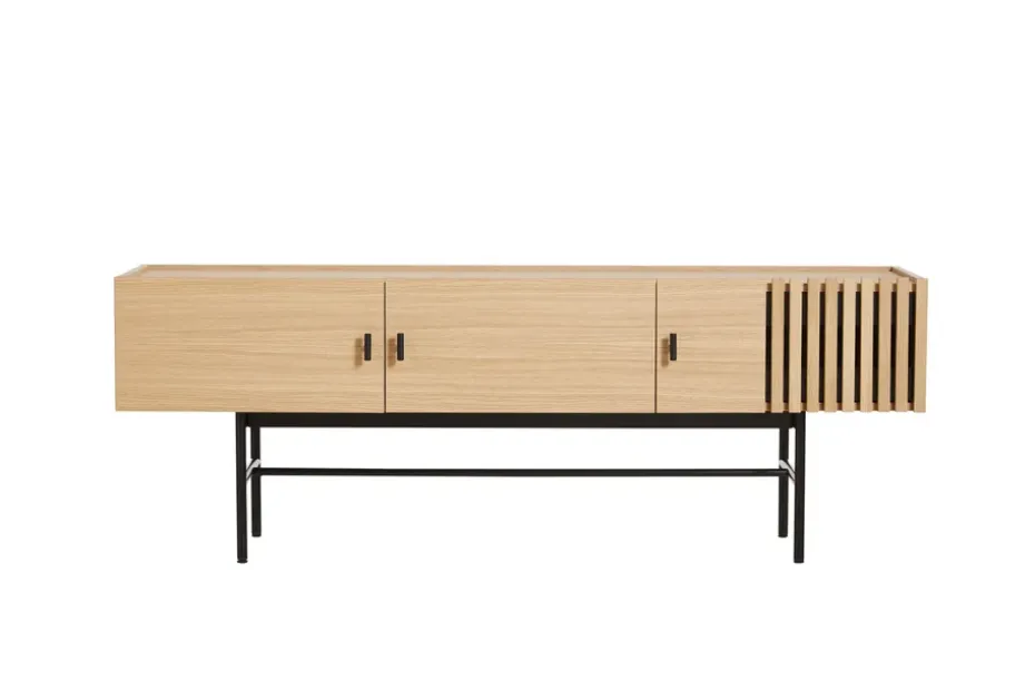 Mesa auxiliar Array baja, 150 cm, Roble pigmentado blanco