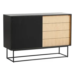 Mesa auxiliar Virka, alto 120 cm, Negro - roble