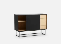 Mesa auxiliar Virka, alto 120 cm, Negro - roble