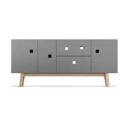 Mueble TV Peep M2, Slate grey, retro, base de roble