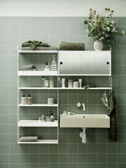 Panel de pared String, Blanco, 75x20 cm, paquete de 2