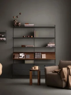 Panel de pared String, Gris oscuro, 75x30 cm, paquete de 1