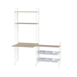 Panel de suelo String, Beige, 200x30 cm, paquete de 2