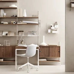 Panel de suelo String, Blanco, 85x30 cm, paquete de 2