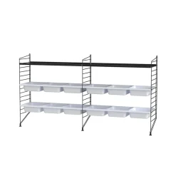 Panel de suelo String, Negro, 85x30 cm, paquete de 2