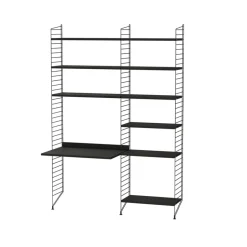 Panel de suelo String, Negro, 200x30 cm, paquete de 2