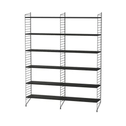 Panel de suelo String, Negro, 200x30 cm, paquete de 2