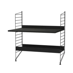 Panel de suelo String, Negro, 85x30 cm, paquete de 2