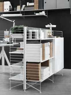 Panel de suelo String, Negro, 115x30 cm, paquete de 2