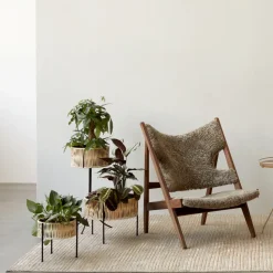 Pedestal para plantas Umanoff ratán-acero, h69 cm Ø36,5 cm