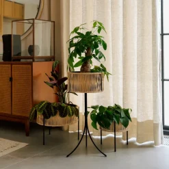 Pedestal para plantas Umanoff ratán-acero, h27 cm Ø27 cm