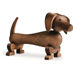Perro de madera 18,5 cm, nogal