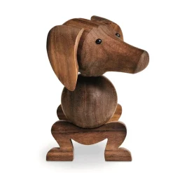 Perro de madera 18,5 cm, nogal