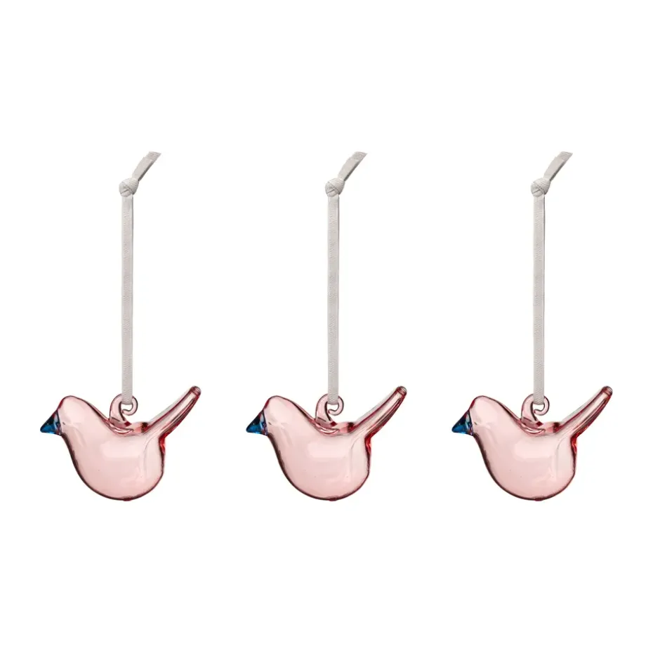 Pájaros de cristal Iittala, Rosa, mini, pack de 3