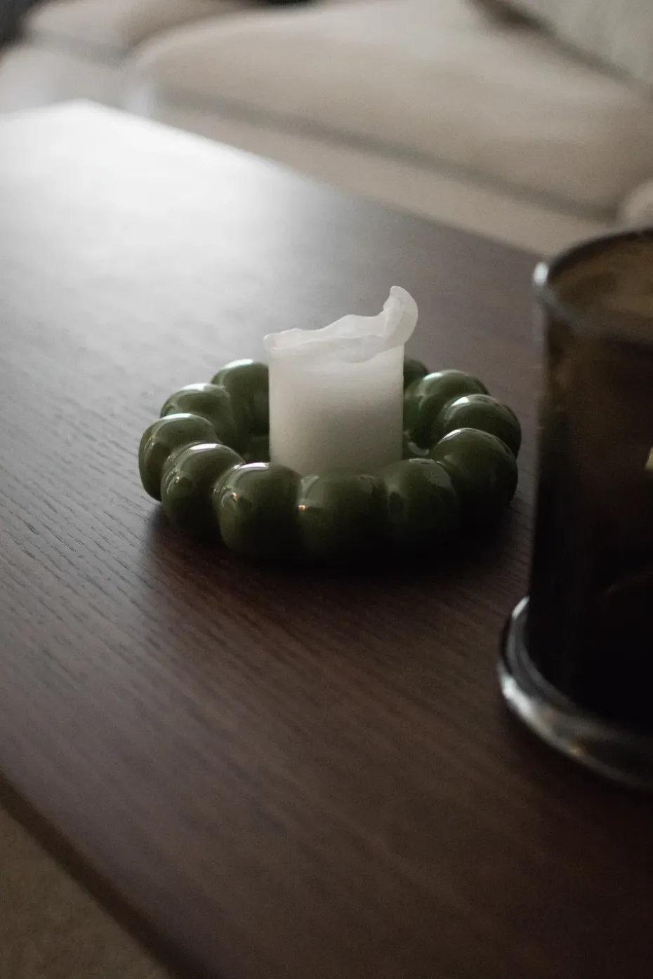 Plato Portavelas Bright Ø17 cm, Verde brillante