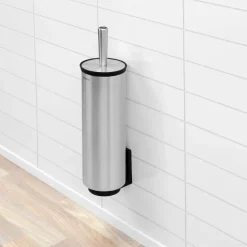 Portaescobillas baño Profile, montaje en pared, acero mate