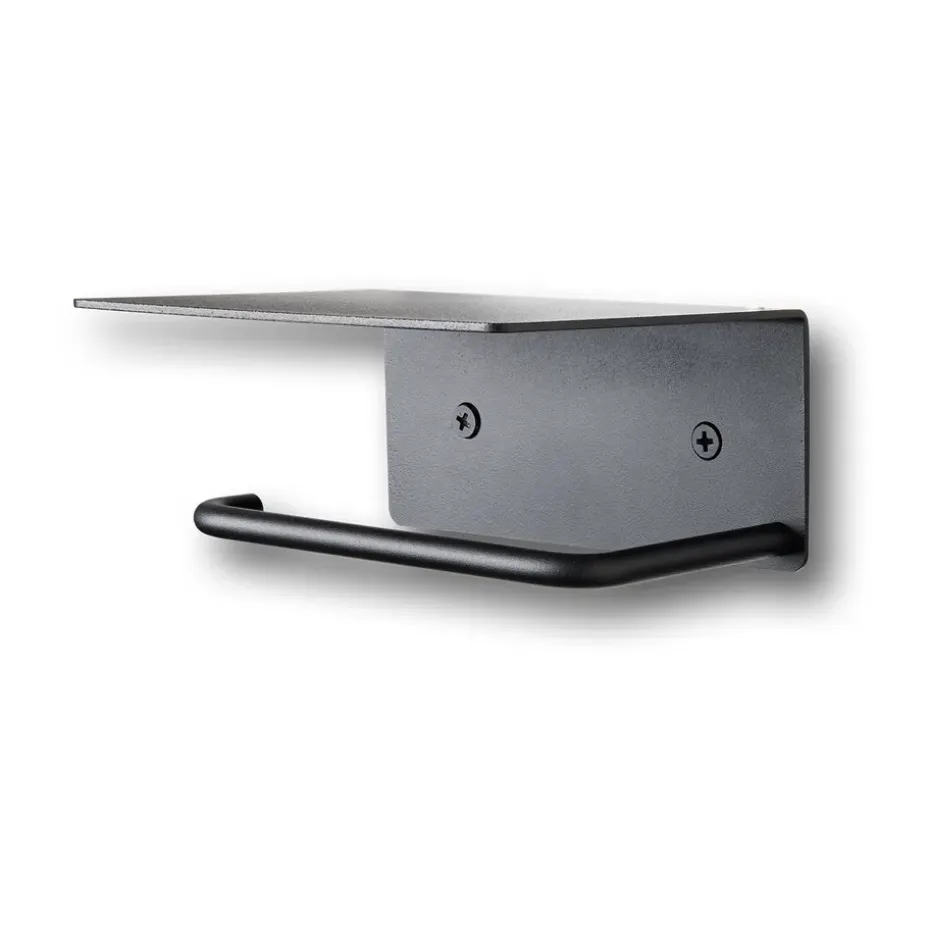 Portarrollos para papel higiénico Dora con estante, Black