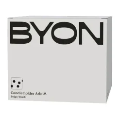 Portavelas Arlo M Ø15 cm, Beige-negro