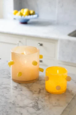 Portavelas Arlo XS Ø10 cm, Amarillo-beige