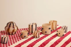 Portavelas Arlo XS Ø10 cm, Beige-negro