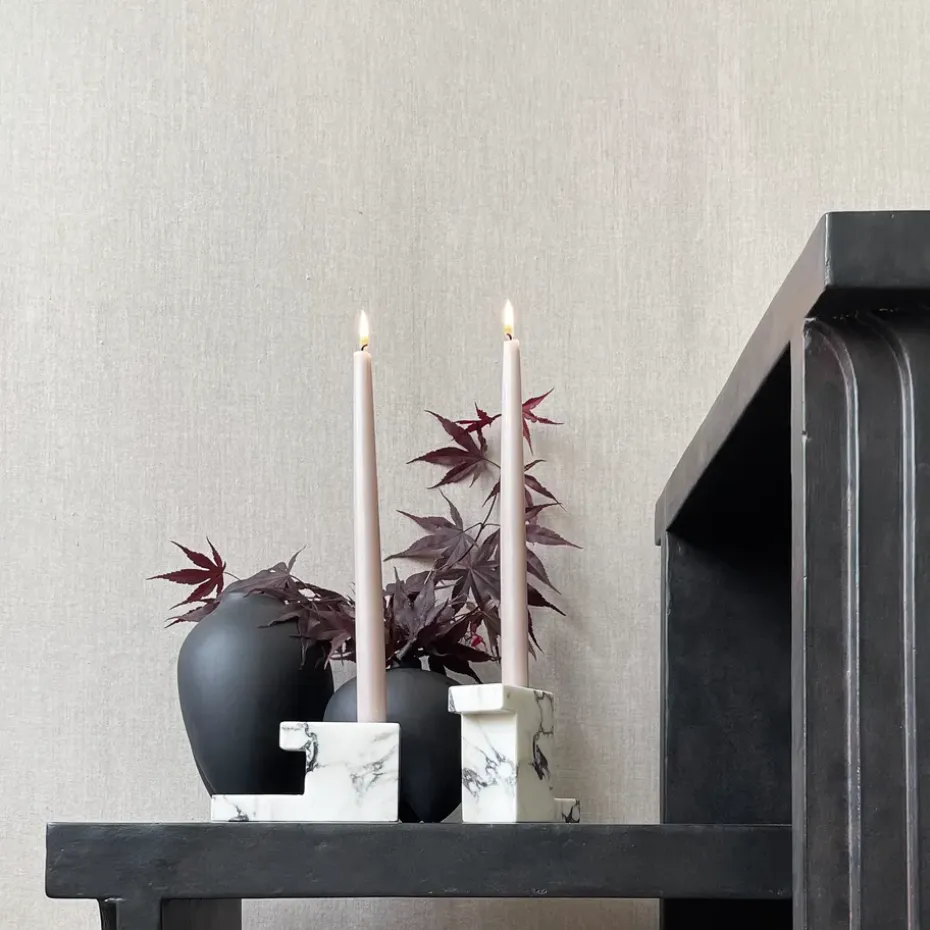 Portavelas bajo Brick 7,5x14 cm, Calacatta