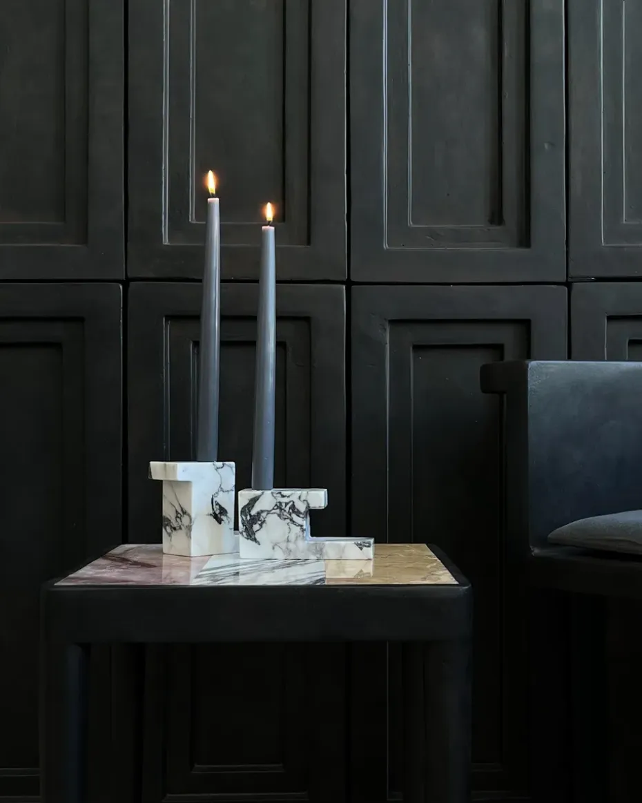 Portavelas bajo Brick 7,5x14 cm, Calacatta