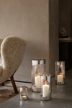 Portavelas Chrome contours hurricane 12 cm, Acero inoxidable