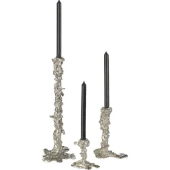 Portavelas Drip L 25 cm, Plateado